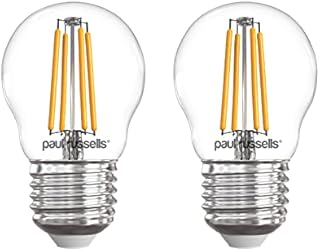 paul russells LED Filament Golf Ball Light Edison Screw E27, 40w Equivalent G45 Bulbs, ES 4W 470LM Mini Globe 2700K Warm White Lamps, Chandelier Energy Saving Lightbulbs, Pack of 2