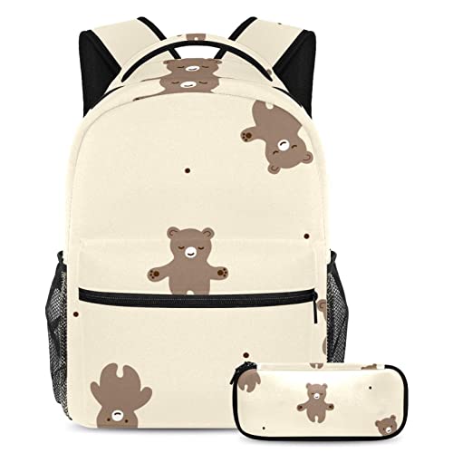 Sac à dos léger avec grand compartiment ordinateur et motif amusant ours de dessin animé