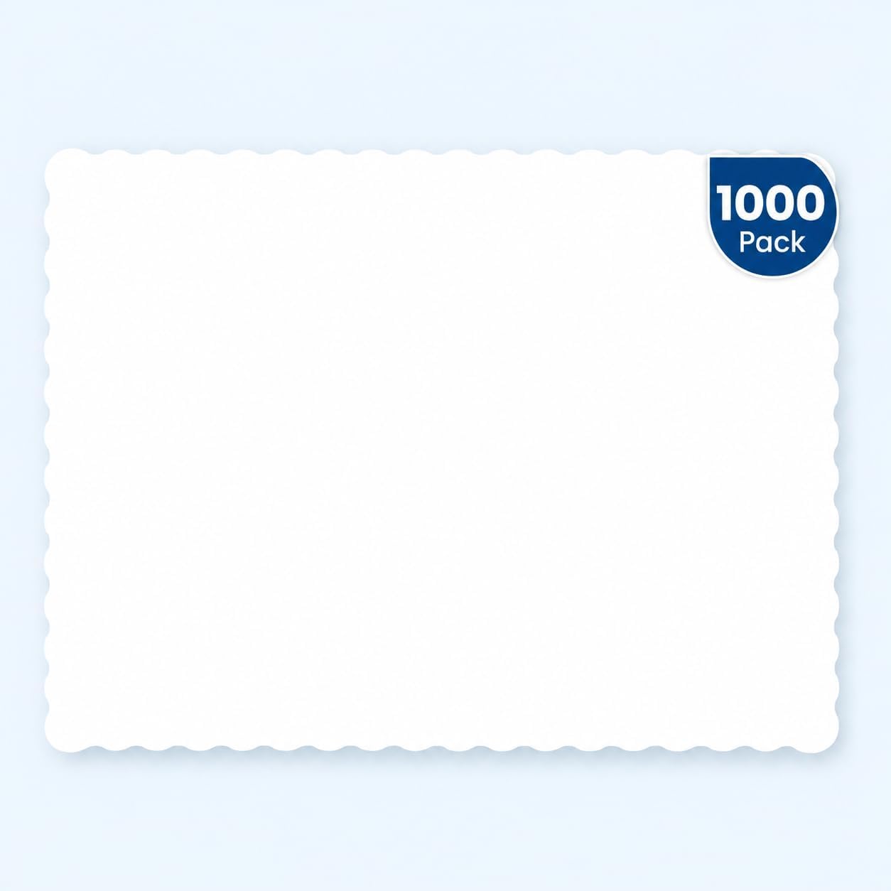 Disposable Paper Placemats (1000 Pack) - with Scalloped Edge - Rectangular Table placemats - Per FECT for Wedding, Party, Thanksgiving or Any Occasion - 10" x 14" (White)