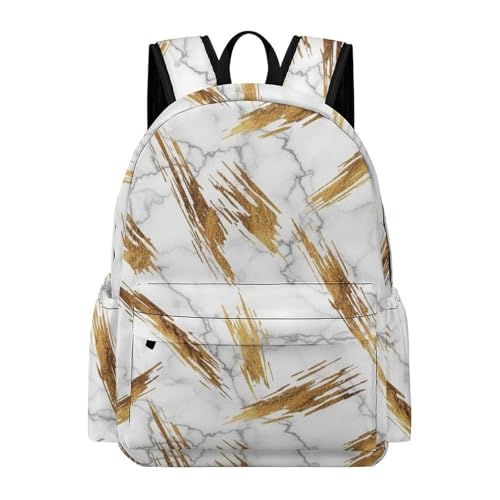 Sac à dos ordinateur portable uni texture marbre doré chic