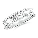 ANGARA Anillo con 3 diamantes naturales para mujer y niña de oro macizo de 14 quilates y plata de ley con piedra de nacimiento para abril, regalo para ella, cumpleaños, boda, compromiso, Papel,