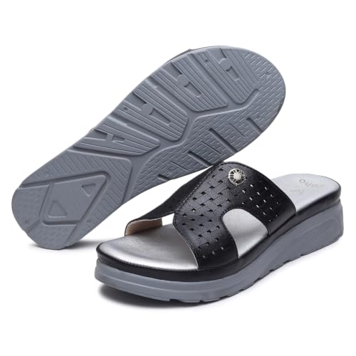 Image of YOHO SDL 111 Slides for Women | Orthopedic & Soft Sandal for Ladies | Fancy Slippers /Chappal For Girls | Stylish Heeled Wedhes for Everyday Wear