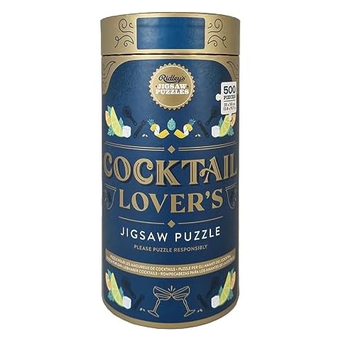 Ridley's: Cocktail Lovers 500-piece Jigsaw Puzzle - 25 Unique Cocktails with recipies- Beautiful Bar Décor - Sturdy Storage Tube Included – Activity Puzzle – Makes a Great Gift Cover