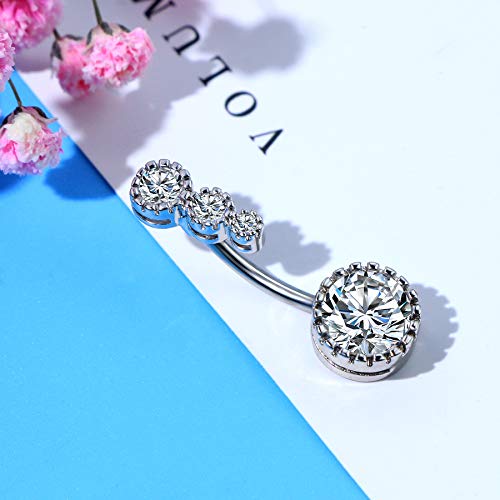 OUFER 3PCS Belly Button Rings, Clear CZ 316L Surgical Steel 14G Belly Rings Dangle Navel Rings Belly Rings Belly Piercing Jewelry4