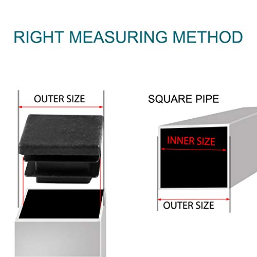 Sourcingmap 4pcs 40 x 40mm Plastic Square Ribbed Tube Inserts Pipe Tubing End Cover Cap Furniture Glide Desk Chair Table Feet Floor Protector - Image 3