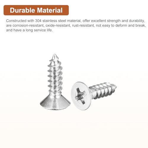 Image of DTGN 20Pcs #6x1 /2 inch Flat Head Wood Screws, 304 Stainless Steel Phillips Self Tapping Screws - Good for Woodworking, Furniture - Silver