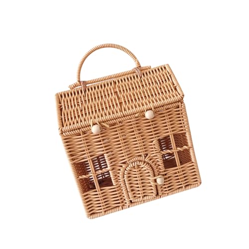 Ksikdeg Weidenkoffer Dekorative Haus Rattan Korb mit Griff Lebensmittel Aufbewahrungsbox für Picknick und Familie