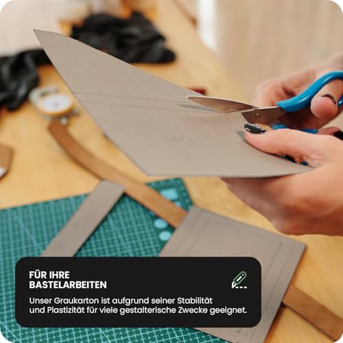 Netuno 20 Blatt Graupappe DIN A4 21 x 29,7 cm 1800g 3 mm Buchbinderpappe A4 Graukarton für Buchbinden Bastelarbeiten Bastelkarton Bastelpappe Kartenkarton graue Pappe zum Basteln