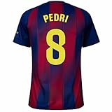 Camiseta de Pedri #8 Home 25/26 Soccer Jersey for Men Fan Version (US, Alpha, Large, Regular, Regular, Red/Blue)