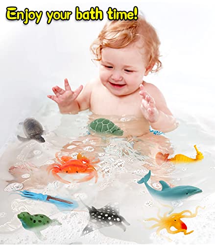 Keciabo Ocean Sea Animals Toys, 12 Pack Large Deep Sea Animals Figures Toys Set, Realistic Soft Plastic Bath Toy For Toddlers, Kids, Child, Boys And Girls #TOP4