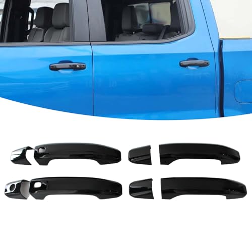 AUCERAMIC Black Door Handle Covers with Smart Keyholes Fit 2023 2024 2025 for Chevrolet Colorado GMC Canyon ABS Exterior Side Door Handles Decoration Trim Cover 8PCS