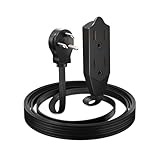 Maximm Cable 6 Feet Flat Plug Extension Cord/Wire, Multi Outlet - 3 Prong Angled Plug Extension Cord - Black