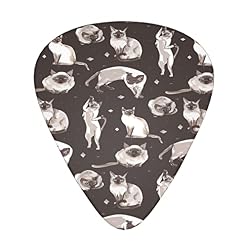 Lot de 12 médiators en forme de chat siamois marron dans différentes positions pour guitare basse électrique acoustique - Les Beatles, Paul McCartney, John Lennon, RIngo Starr, George Harrison