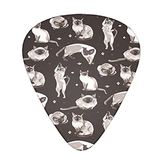 Lot de 12 médiators en forme de chat siamois marron dans différentes positions pour guitare basse électrique acoustique - Les Beatles, Paul McCartney, John Lennon, RIngo Starr, George Harrison