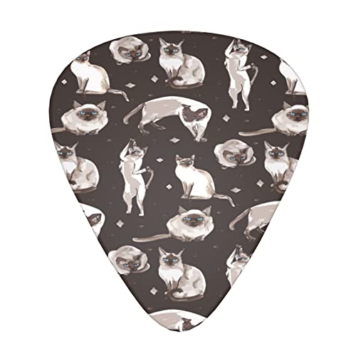 Lot de 12 médiators en forme de chat siamois marron dans différentes positions pour guitare basse électrique acoustique - Les Beatles, Paul McCartney, John Lennon, RIngo Starr, George Harrison Lot de 12 médiators en forme de chat siamois marron dans différentes positions pour guitare basse électrique acoustique
