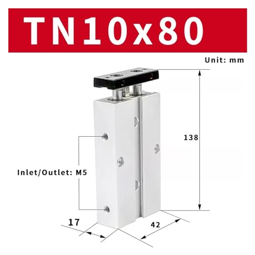 Cilindro neumático compacto TN10 para solucionar flexiones mecánicas 3