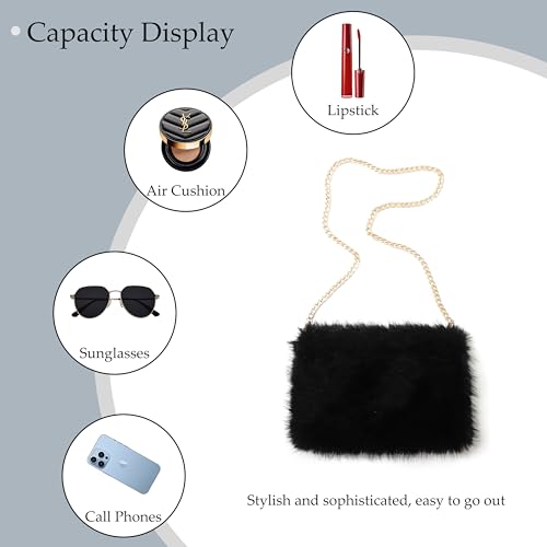 LA CARRIE Faux Fur Crossbody Bags for Women Shoulder Bag Purse Handbags Shoulder Strap4