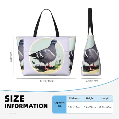 Grey Pigeon Print Large Capacity Foldable Tote Bag Women Beach Tote Bag Handbag Gym Bag Travel Shopping Bag4