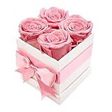 AROMEO Pink Roses Gift That Lasts | Fresh Flowers for Delivery Prime | Roses for Her, Mom, Girlfriend, Wife, Anniversary, Birthday, Wedding | Forever Rose Fresh Cut, Preserved Flowers (Pink)
