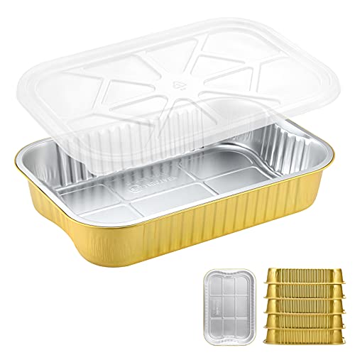 118oz Aluminum Foil Pans with Lids &amp; Handles, 5 Pack