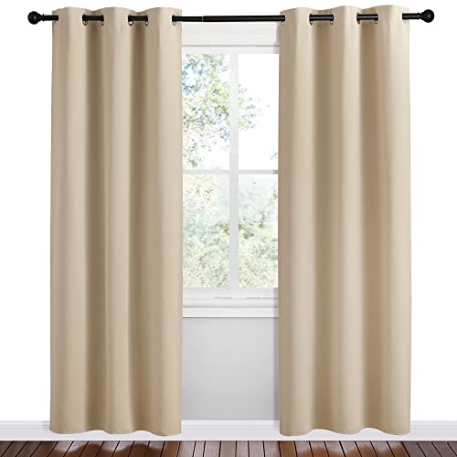 Image of NICETOWN Room Darkening Curtain Panels for Cafe, Biscotti Beige, 2 Panels, W42 x L78 -inch, Thermal Insulated Grommet Room Darkening Draperies /Drapes for Window