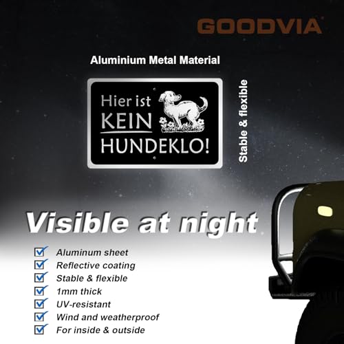 Goodvia Kein Hundeklo Schild mit Erdspieß Metall 20x30cm (A4) Gebürstete Aluminiumoberfläche für den Außenbereich UV-Schutz Wasserdicht und Rostfrei Schwarz x2Stück