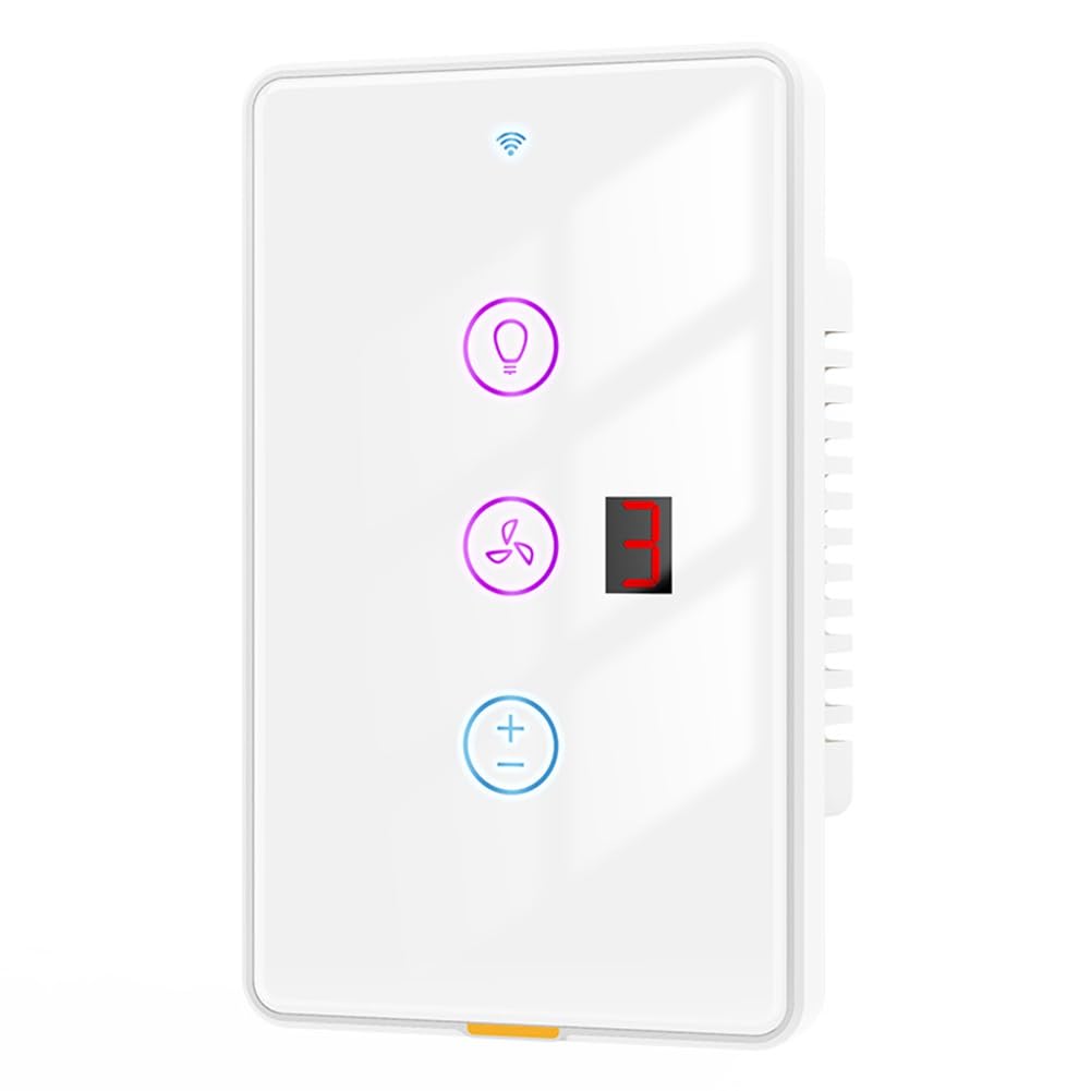Tuya Smart WiFi Ventilador Interruptor de Luz Panel de Pared Táctil Temporizador Vocal Control App Control para Alexa Home A