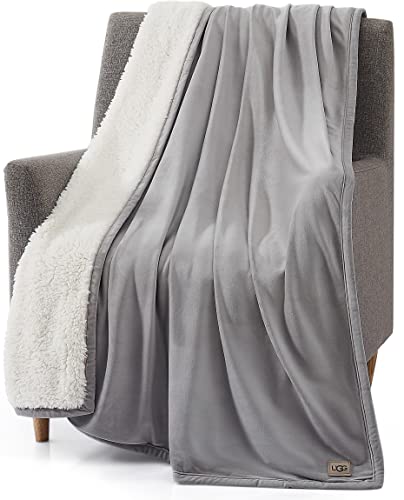 Ugg 01465 Bliss Sherpa Fully Reversible Throw Blanket For Couch Or Bed Machine Washable Easy Care Soft Plush Luxury Oversized Accent Blankets, 70 X 50-Inch, Seal #TOP10