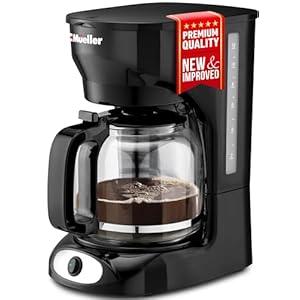 Mueller 12-Cup Drip Coffee Maker – Borosilicate Carafe, Auto-Off, Reusable Filter, Anti-Drip, Keep-Warm Function, Clear Water Level Window Coffee Machine, Ideal for Home or Office