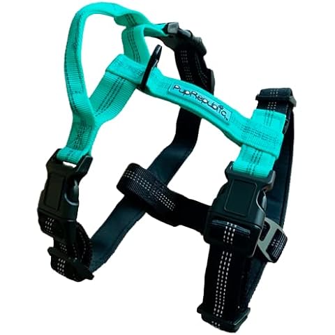 PupRepublic Dog Harness - Strong, Comfortable, Breathable & Fully Adjustable No Pull Harness For Dogs - Small Dog Harnesses (Aqua & Black, Small) Cover