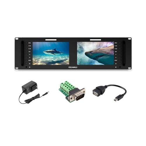 Feelworld D71 Plus-H Dual 7 Inch 3RU Broadcast Rack Mount Monitor 4K HDMI 1920x1200IPS