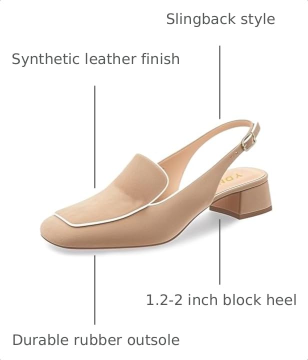 Image of YDN Women Closed Square Toe Block Low Heels Slingback Formal Loafer Dressy Shoes Office Lady Pump Size 4-15 US