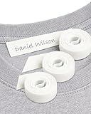 3 Rollos cinta de tela blanca termoadhesiva para marcar ropa 1 cm. Etiqueta escribible con bolígrafo o rotulador. Uso escolar y doméstico. Sin bolígrafo