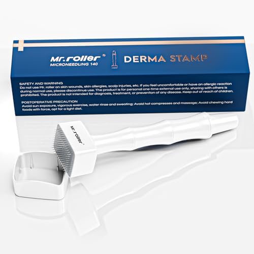 Mr.roller Adjustable Derma Stamp 0-3mm 140 Pins Professional Microneedle Dermastamp for Hair Beard Growth Face Body Derma Roller Microneedling Pen Alternative