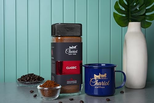 Image of Chariot New York Classic Agglomerated Instant Coffee 200g with Premium 400ml Stainless Steel Coffee Mug | Strong, Bold & Aromatic Coffee | Easy to Brew, Cafe-Style Experience