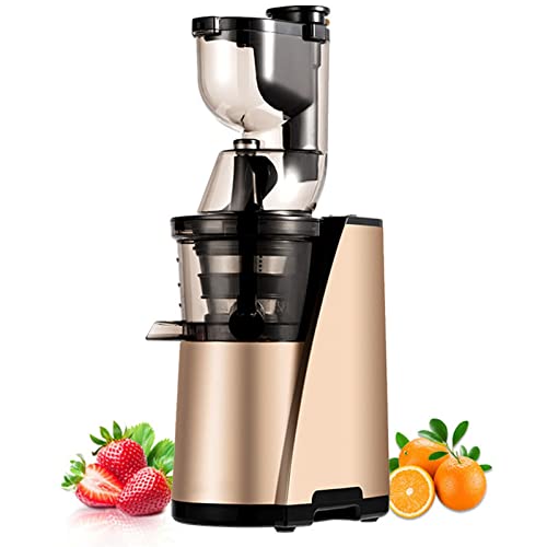 MIIKHI Wide Chute Slow Masticating Juicer Extractor Cold Press Vertical Juicer Machine with Quiet Motor & Reverse Function for High Nutrient Fruit and Vegetable Juice, BPA Free (Color : R, Gold