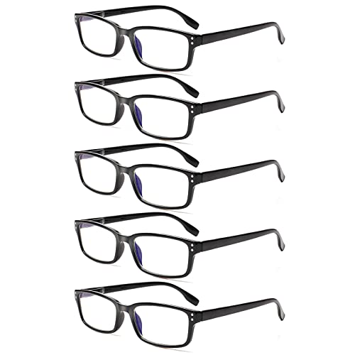 COJWIS 5 Stück Lesebrille für Herren, Blaulichtblockierend, Computer-Gaming-Brille, Anti-Kopfschmerzen und Augen, 5 Schwarz, M Cover