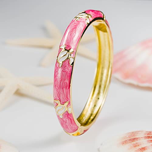 Aloha Jewelry Co. Hawaiian Turtle Hinged Clasp Fashion Enamel Bangle Bracelet (Pink) by Aloha Jewelry Co. - Used condition - Image 2