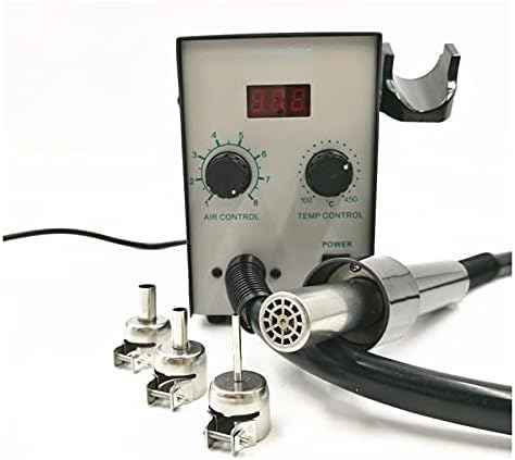 Pistola de calor LED de aire caliente, temperatura ajustable de 400 W SMD estación de retrabajo con 3 boquillas de aire
