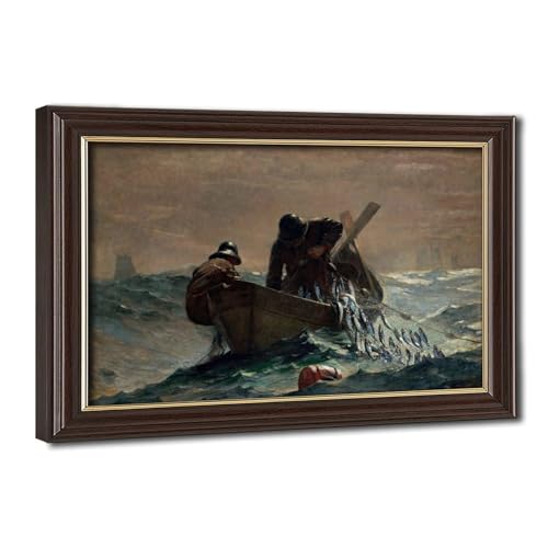 The Herring Net Winslow Homer - Toile imprimée décorative pour salon et cadre en bois
