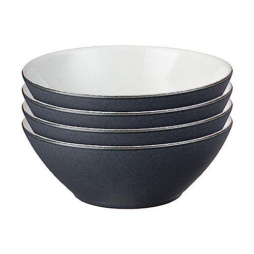 Denby - Impression Charcoal Blue Cereal Bowls Set of 4 - Dishwasher Microwave Safe Crockery - Ceramic Stoneware Tableware Soup Bowls