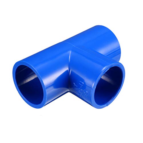 sourcing map - Conector de acoplamiento en forma de T (25 mm, PVC, 10 unidades), color azul
