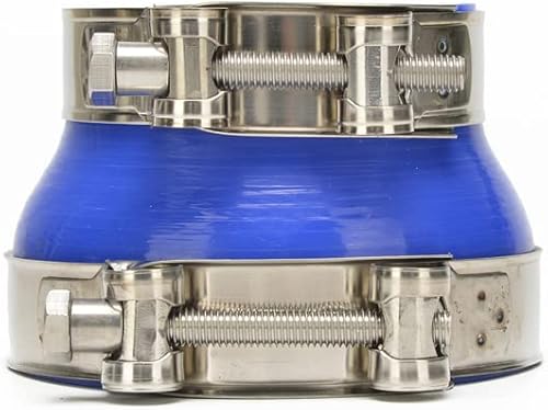 Miniatura 2 de Manguera universal de acoplador recto de silicona de alto rendimiento de 4 capas con abrazaderas de perno en T (azul, ID de 3 a 4.5 pulgadas