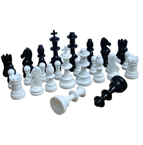 Image of Tima Durable Plastic Tournament Chess Pieces with Extra 2 Queens - Set of 34 Standard Size Chessmen Staunton Coins (3.75 inch Inch King Height Size)