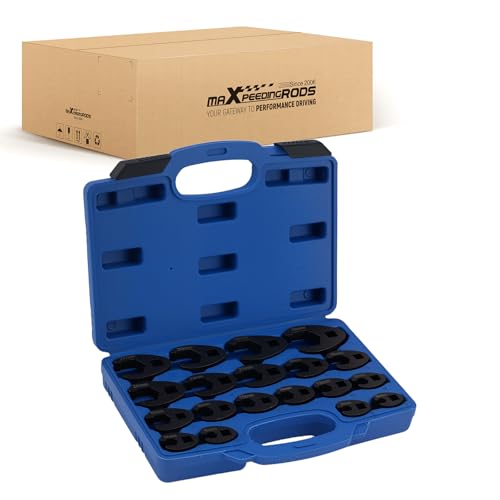 maXpeedingrods Lot de 19 clés à douille - Couple - Clé à douille - Jeu de clés à fourche - Pied d'oie - Clé à douille - Entraînement carré extérieur 1/2, 3/8, 8 mm à 32 mm