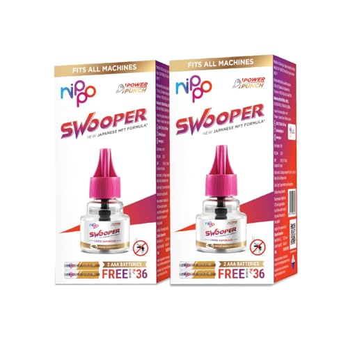 Nippo Swooper Liquid Vaporizer I Mosquito Repellent Pack of 2(45ml) with 4 AAA Batteries Free I Sandalwood Fragrance I Japanese MFT Formula I Kills Dengue, Malaria & Chikungunya Mosquitoes (B0D2R77B3R) Amazon Price History, Amazon Price Tracker