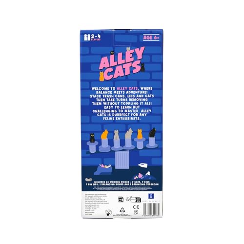 Gift Republic Alley Cats Balance Game Fun & Challenging Stacking Game for 2-4 Players | Quality Wooden Family Game | Portable & Easy to Learn for Kids & Adults, Blue - Image 4