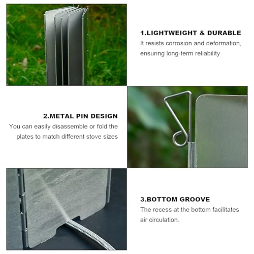 Butyeak Cortavientos Camping Gas,16 Placas Paraviento Camping,Paravientos para Cocina de Camping,Parabrisas Plegable, Estufa al Aire Libre Parabrisas - imagen 3