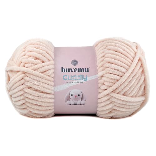 Image of Cuddly Velvet Chenille Yarn, Super Soft Fluffy Bulky for Knitting Crocheting Crafting Blanket Amigurumi, Durable for Shedding, 100 Gram (3.53 Ounces) 109 Yards (100 Meters) (Nude)