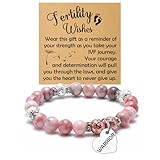 Mwphuy IVF Gift for Women Beaded Bracelet IVF Infertility Gifts Encouragement Gift for Women Mom Inspirational Infertility Mom Jewelry Bracelet with Gifts Card Christmas Birthday Present for Her